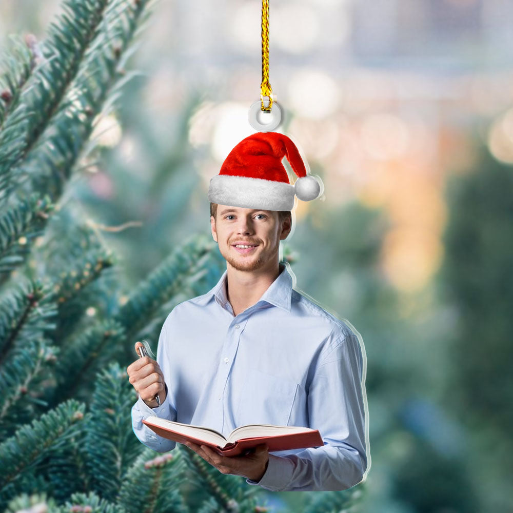 Personalized Acrylic Ornament - Christmas Gift For Teacher - Man Teacher Photo AC