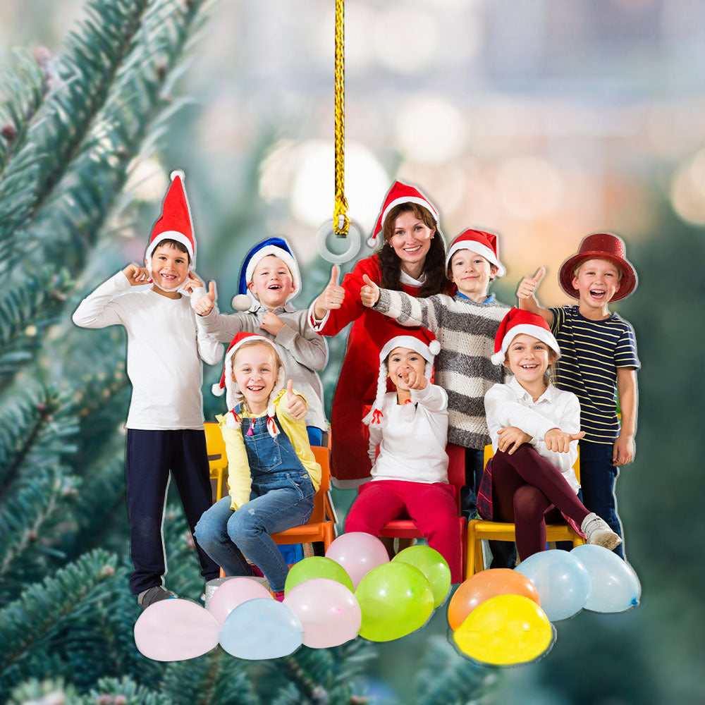 Personalized Acrylic Ornament - Christmas Gift For Teacher - 1st 2nd 3rd Grade Teacher With Students Photo AC
