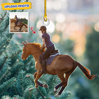 Thumbnail for Personalized Acrylic Ornament - Gift For Family - A Girl With Her Horse Photo AC