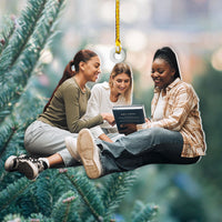 Thumbnail for Personalized Acrylic Ornament - Gift For Book Lovers - Book-loving Female Friends Photo AC