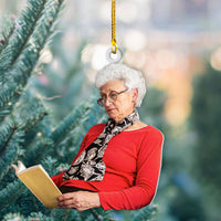 Thumbnail for Personalized Acrylic Ornament - Gift For Book Lovers - Grandma Likes Reading Books Photo AC