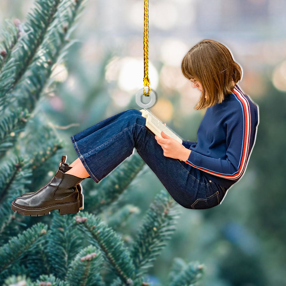 Personalized Acrylic Ornament - Gift For Book Lovers - A Girl Addicted To Reading Books Photo AC