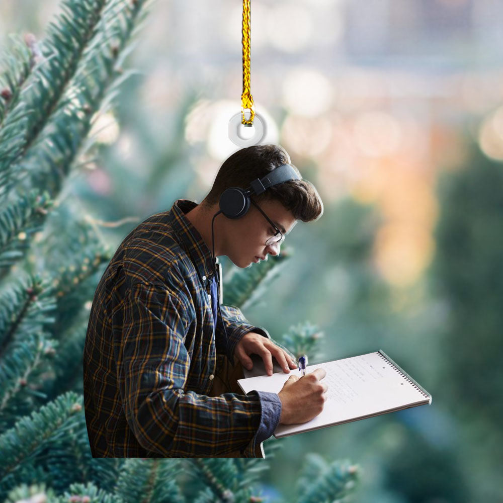 Personalized Acrylic Ornament - Gift For Writers - Male Writer Photo AC