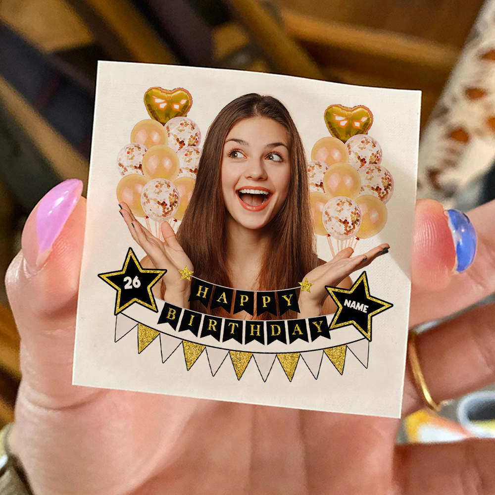 Custom Photo Glitter Balloons Birthday Party Tattoos, B-day Party Supply JonxiFon