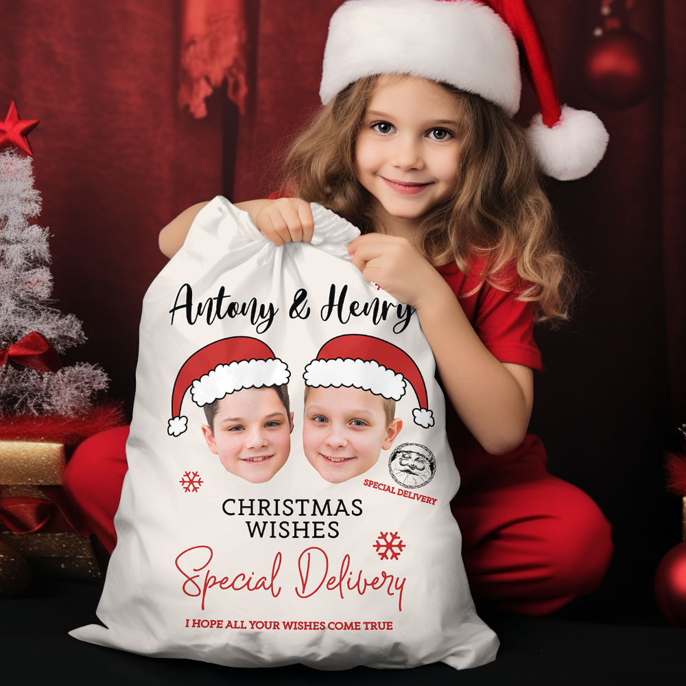 Custom Santa Claus With Name Photo Santa Sack, Christmas Gift AB