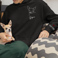 Thumbnail for Personalized Embroidered T-shirt - Gift For Pet Lovers - Dog Cat Embroidery Photo Line Drawing FC