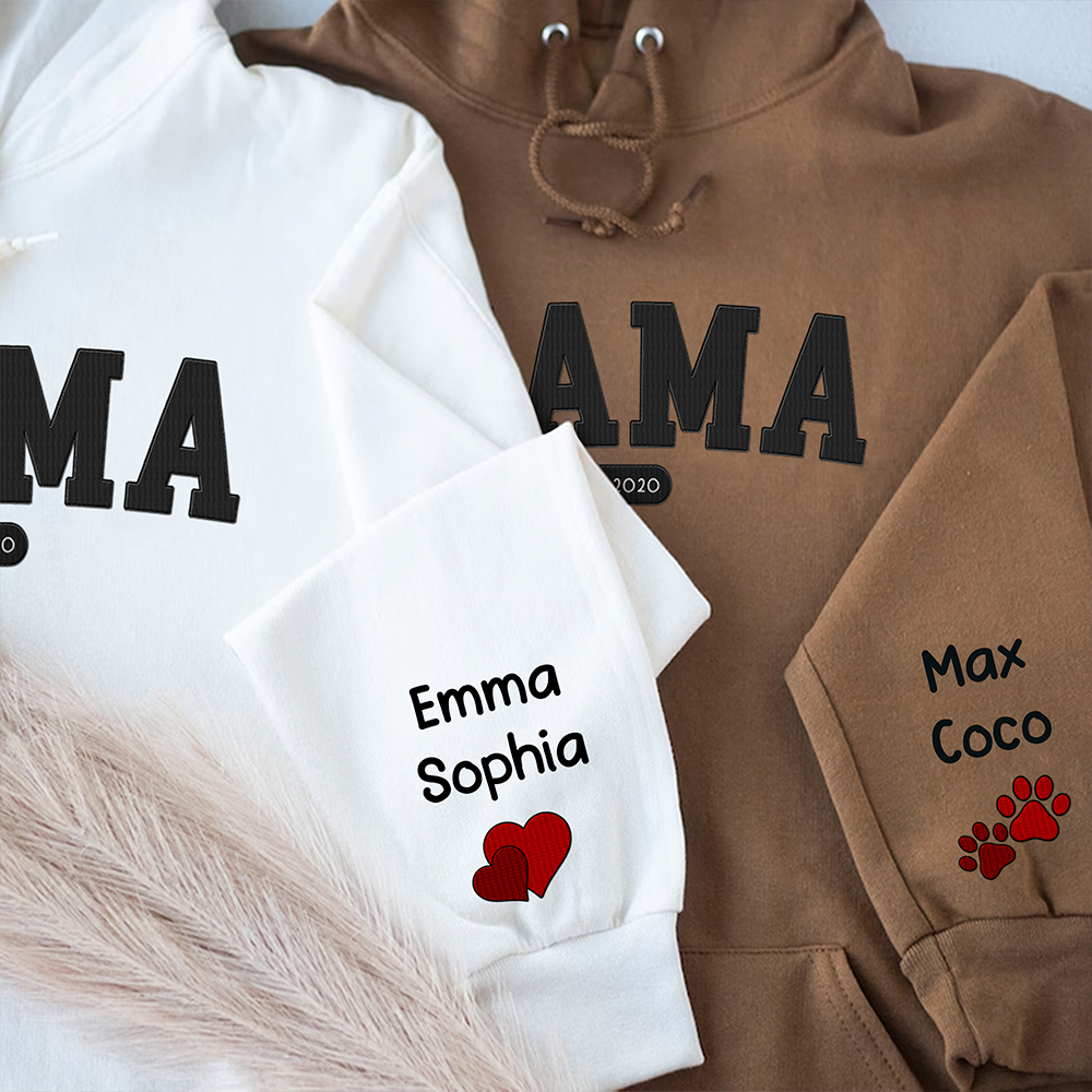 Personalized Embroidered T-shirt - Mother's Day Gift - Embroidery Grandma, Mom And Kids FC