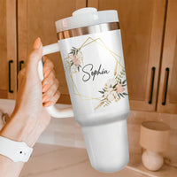 Thumbnail for Personalized 40oz Tumbler - Gift For Pet Lovers - Floral Name Dog Face Line Drawing Yoycol
