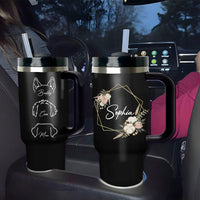 Thumbnail for Personalized 40oz Tumbler - Gift For Pet Lovers - Floral Name Dog Face Line Drawing Yoycol
