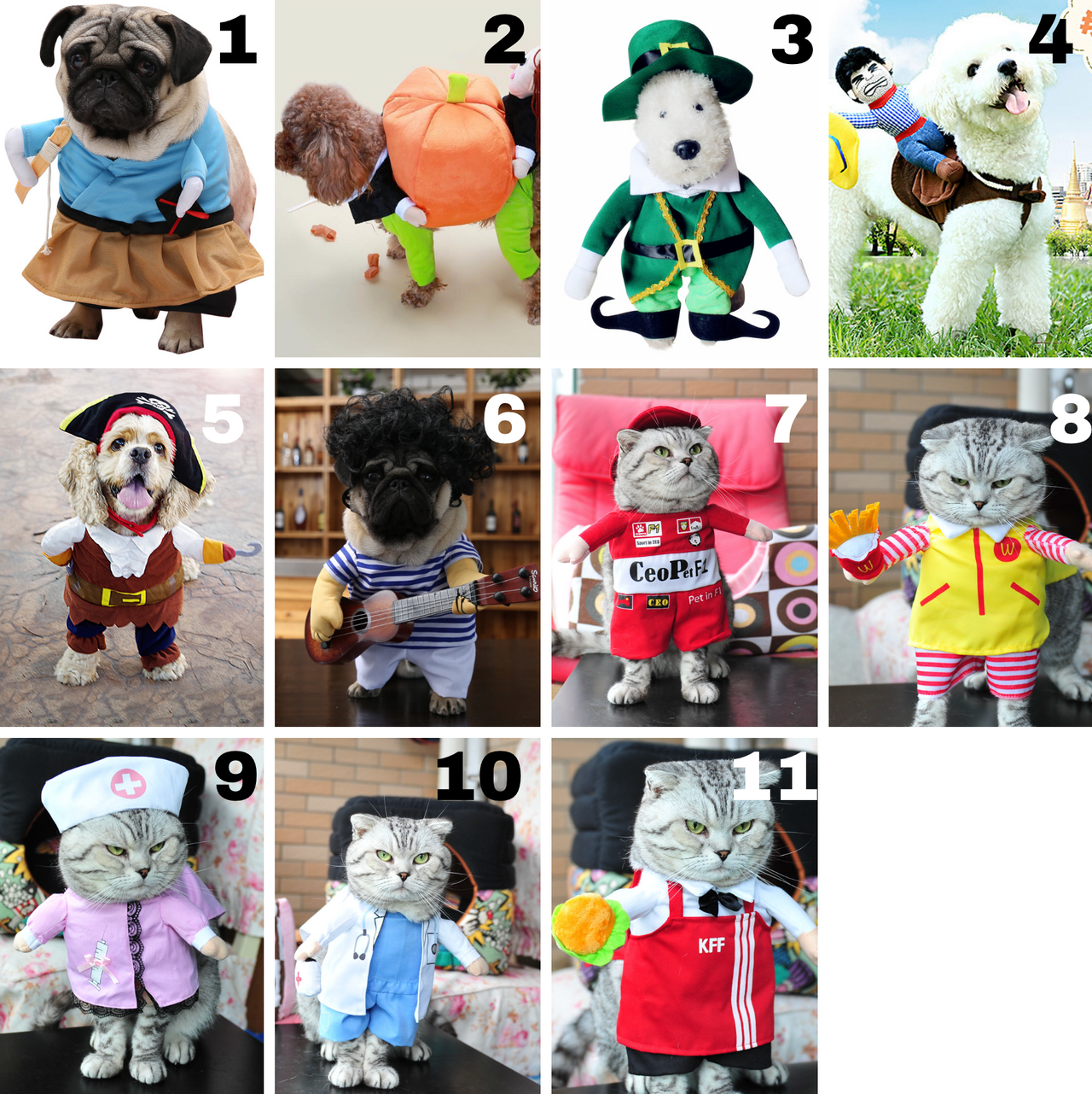 Halloween Dog Costumes: Pirate, Police, Doctor, Guitar, Funny Dress JonxiFon