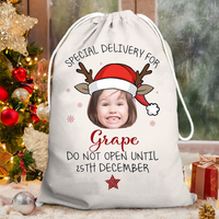 Thumbnail for Personalized Santa Sack - Christmas Gift For Family & Pet Lover - Reindeer Santa Hat Photo AB