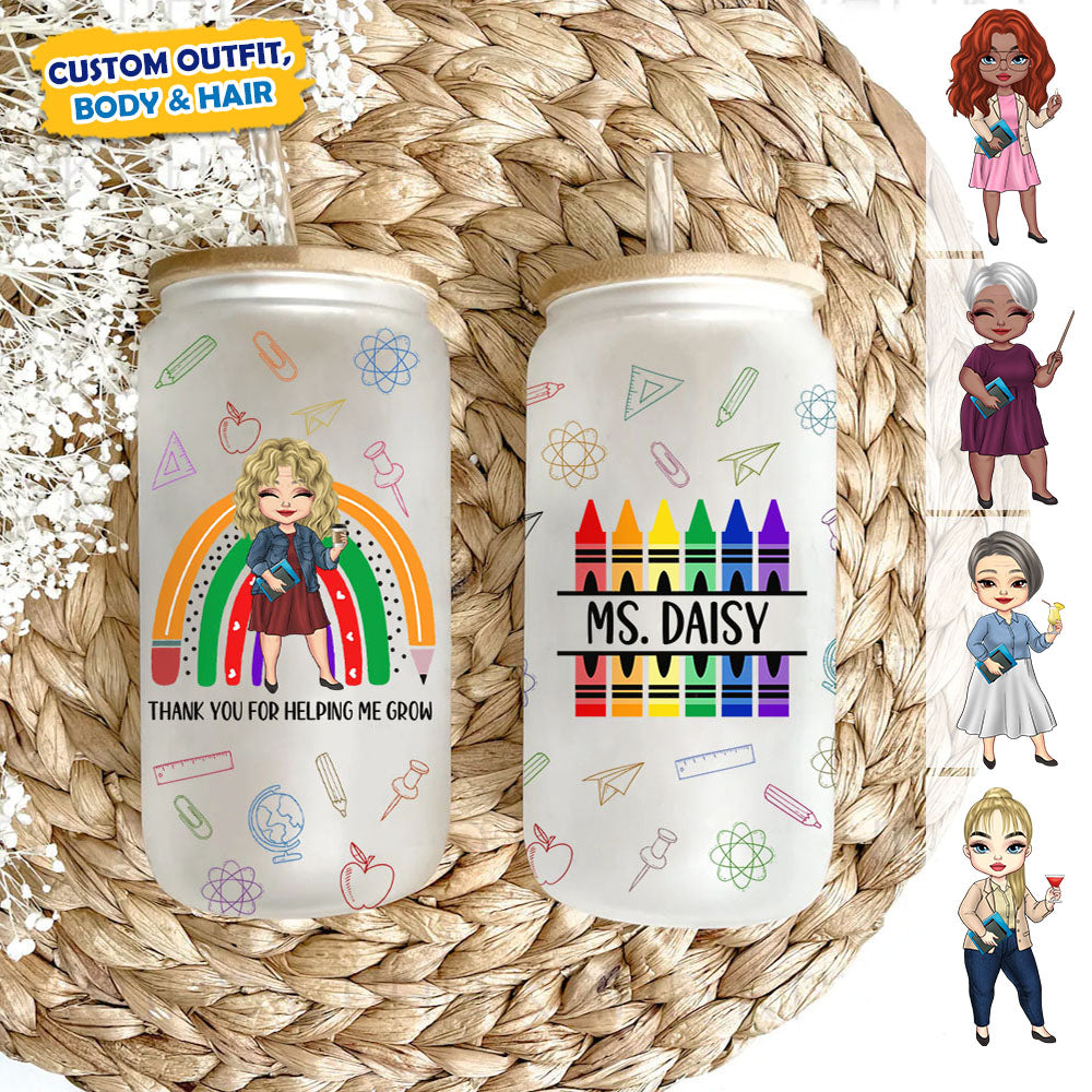 Custom It's A Good Day Teach Female Teacher Glass Bottle/Frosted Bottle With Lid & Straw, Teacher Appreciation Gift AF