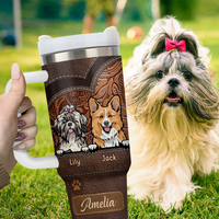 Thumbnail for Personalized 40oz Tumbler - Gift For Pet Lovers - Dog Mom Cat Mom Leather Pattern FC