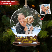 Thumbnail for Custom Merry Christmas Photo Snowglobe Printed Acrylic Ornament, Christmas Gift AE