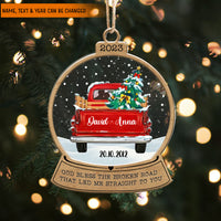 Thumbnail for Personalized Christmas Couple Red Truck Printed Acrylic Ornament, Gift For Lovers, Husband & Wife AC