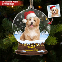 Thumbnail for Custom Merry Christmas Photo Snowglobe Printed Acrylic Ornament, Christmas Gift AE