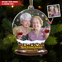 Thumbnail for Custom Merry Christmas Photo Snowglobe Printed Acrylic Ornament, Christmas Gift AE