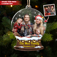 Thumbnail for Custom Merry Christmas Photo Snowglobe Printed Acrylic Ornament, Christmas Gift AE