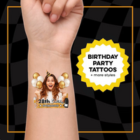 Thumbnail for Personalized Happy Birthday Photo Glitter Party Tattoos, B-day Party Supply FC