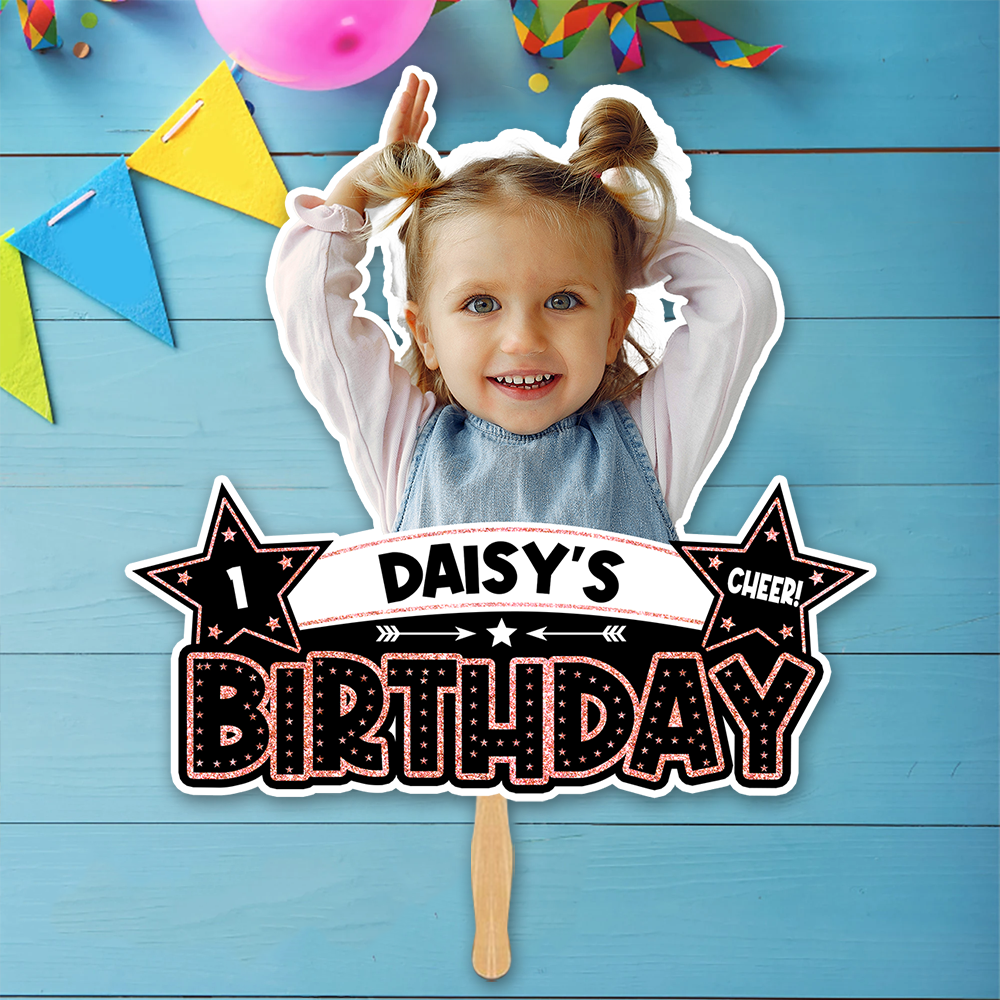Custom Photo Birthday Face Fans With Wooden Handle, Birthday Parties JonxiFon