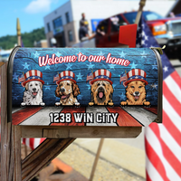 Thumbnail for Personalized Patriotic Welcome to our home Dog cat Mailbox Decal, Gift for Dog Lover AF