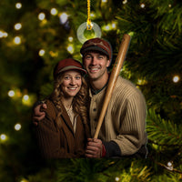 Thumbnail for Personalized Acrylic Ornament - Gift For Baseball Lovers - Baseball Couple Photo AC