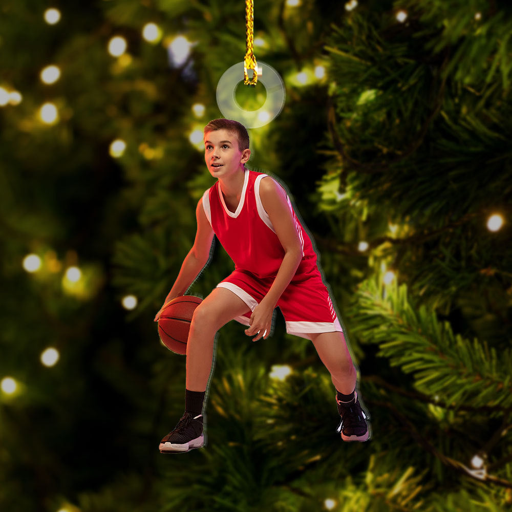 Personalized Acrylic Ornament - Gift For Basketball Lovers - Basketball Boy Photo AC