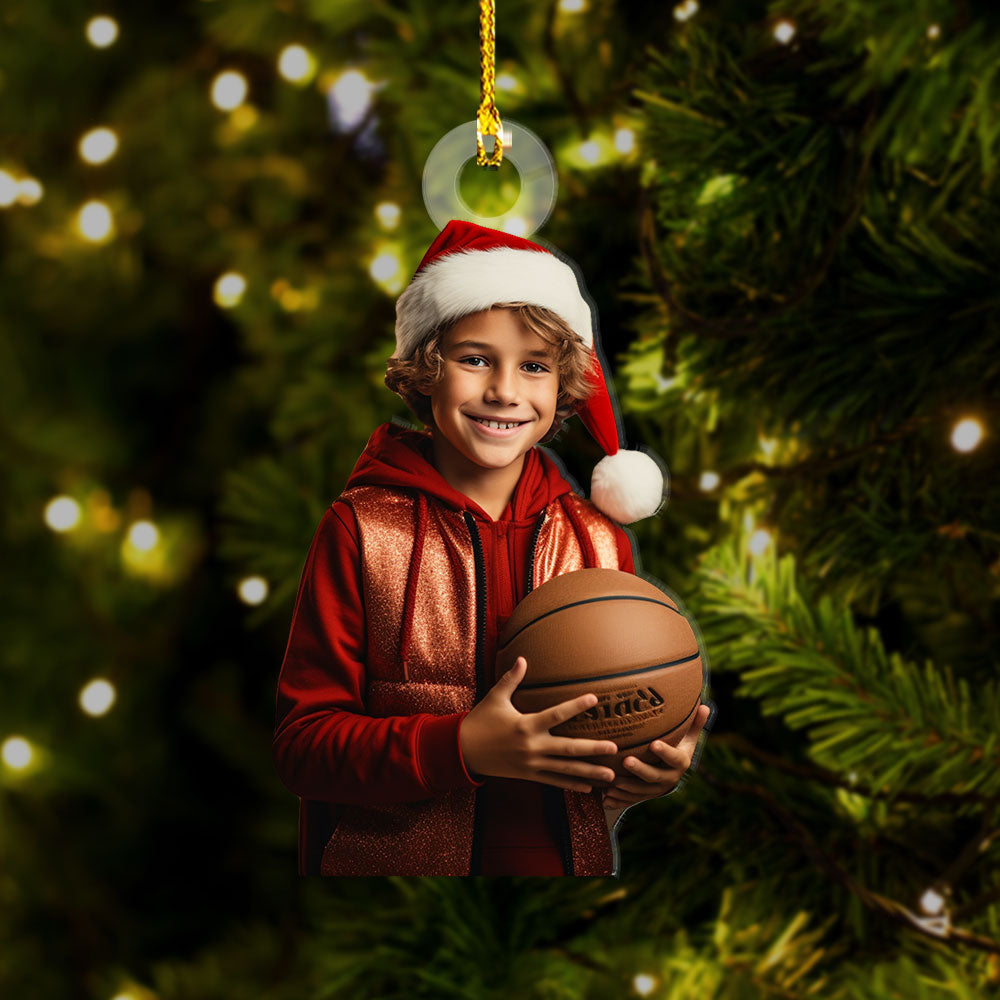 Personalized Acrylic Ornament - Gift For Basketball Lovers - Basketball Boy Photo AC