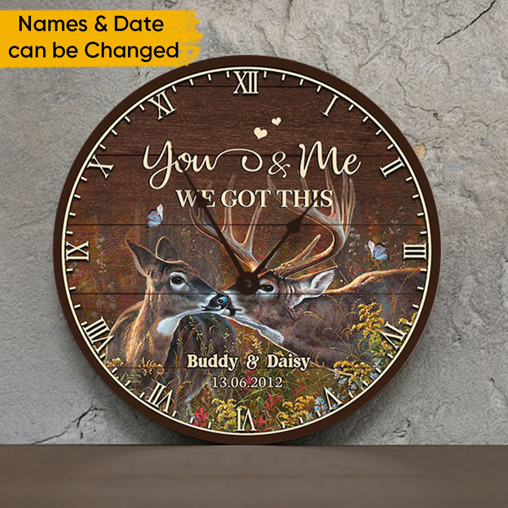 Personalized You And Me We Got This Hunting Couple Wall Wooden Clock, Decor Gift FC