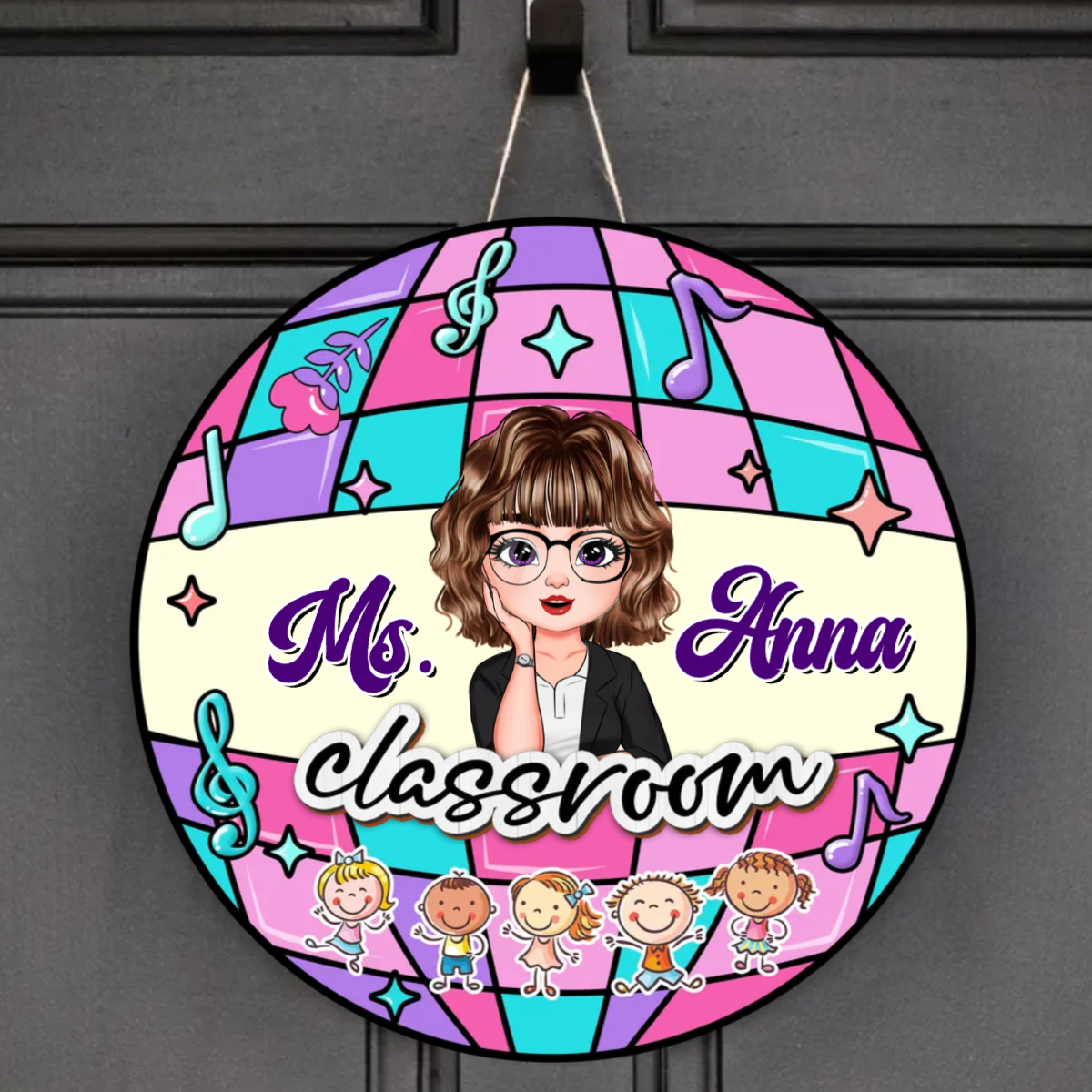 Personalized Teacher Welcome Disco Classroom Door Sign, Gift For Teacher AE