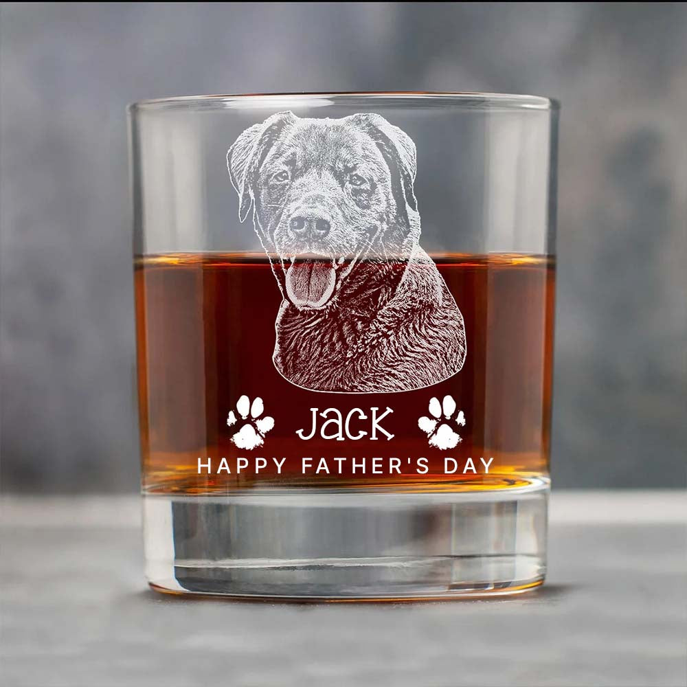 Personalized Etched Photo With Name Whiskey Glasses - Gifts For Pet Lovers FC