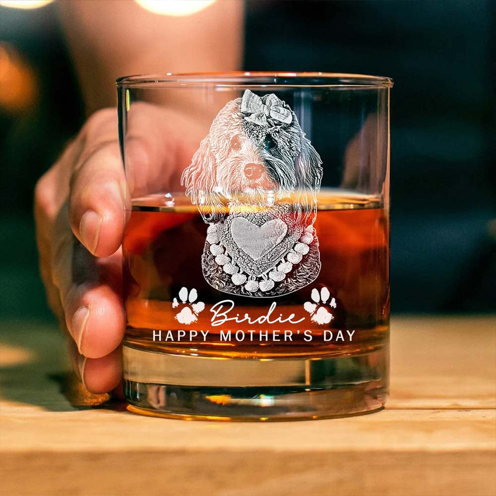 Personalized Etched Photo With Name Whiskey Glasses - Gifts For Pet Lovers FC