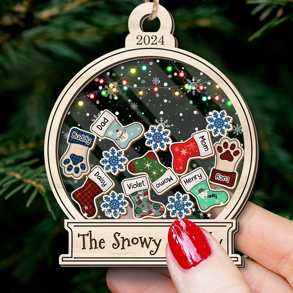 Personalized Shaker Ornament - Christmas Gift For Family - Colorful Family Stockings FC