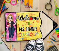 Thumbnail for Custom Welcome To Teacher Classroom Pencil Shaped Doormat, Gift For Teacher AB