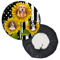 Thumbnail for Personalize Pet Photo American Flag Sunflower Spare Tire Cover, Gift For Dog Cat Lovers FC