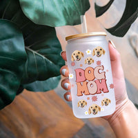 Thumbnail for Custom Dog Mom Cat Mom Photo Glass Bottle/Frosted Bottle With Lid & Straw, Pet Lover Gift AF