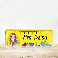 Thumbnail for Custom Teacher Name Ruler Acrylic Desk Name Plate, Gift For Teacher AI