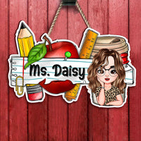 Thumbnail for Custom Smiling Teacher Name Shaped Door Sign, Classroom Decorations JSDS- AE