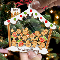 Thumbnail for Personalized Shaker Ornament - Christmas Gift For Family - A Candy House With Gingerbreads FC