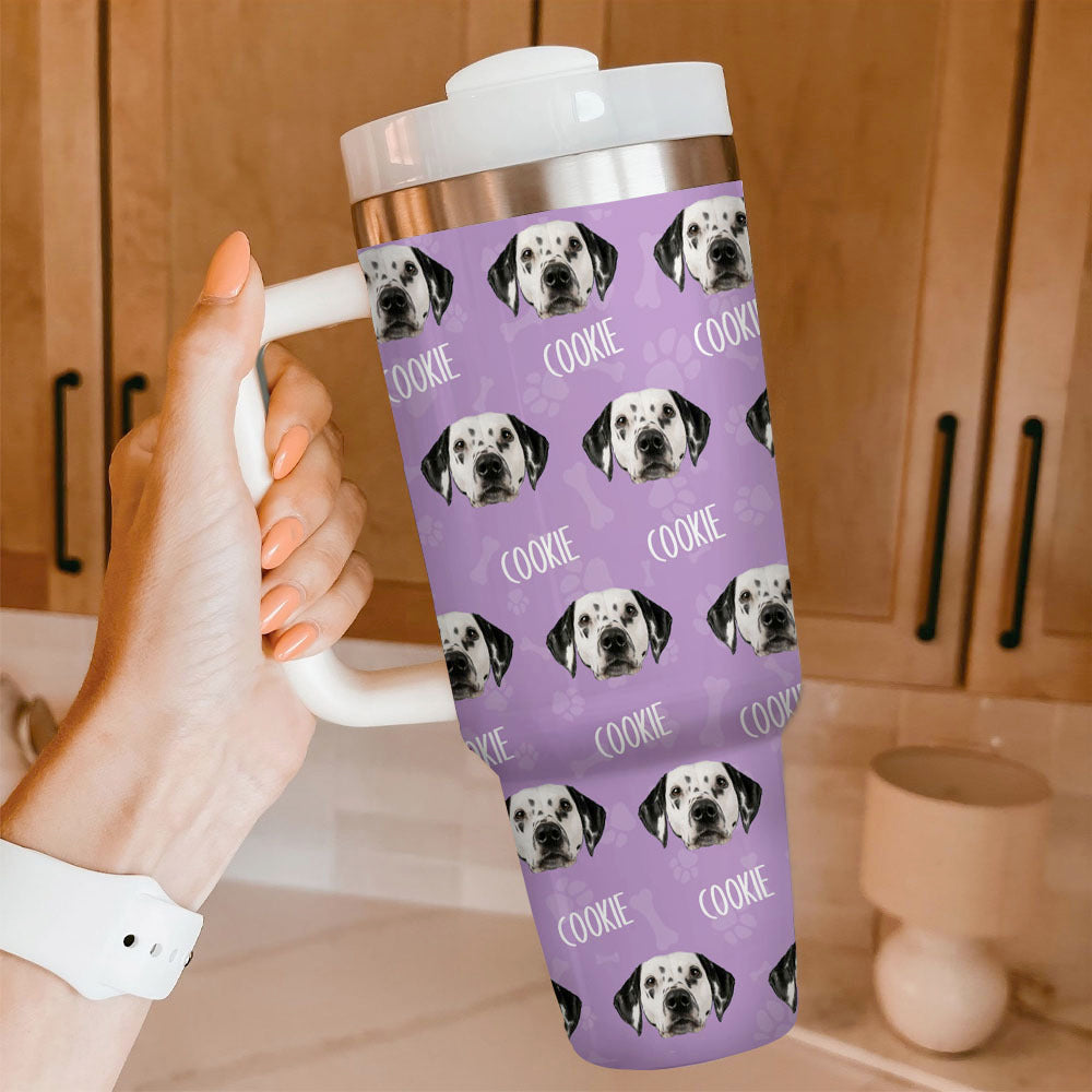 Personalized 40oz Tumbler - Gift For Pet Lovers - Pawprint Dog Cat Photo FC