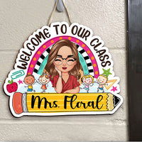 Thumbnail for Personalized Rainbow Teacher Welcome Door Sign, Classroom Decor Gift For Teachers FC