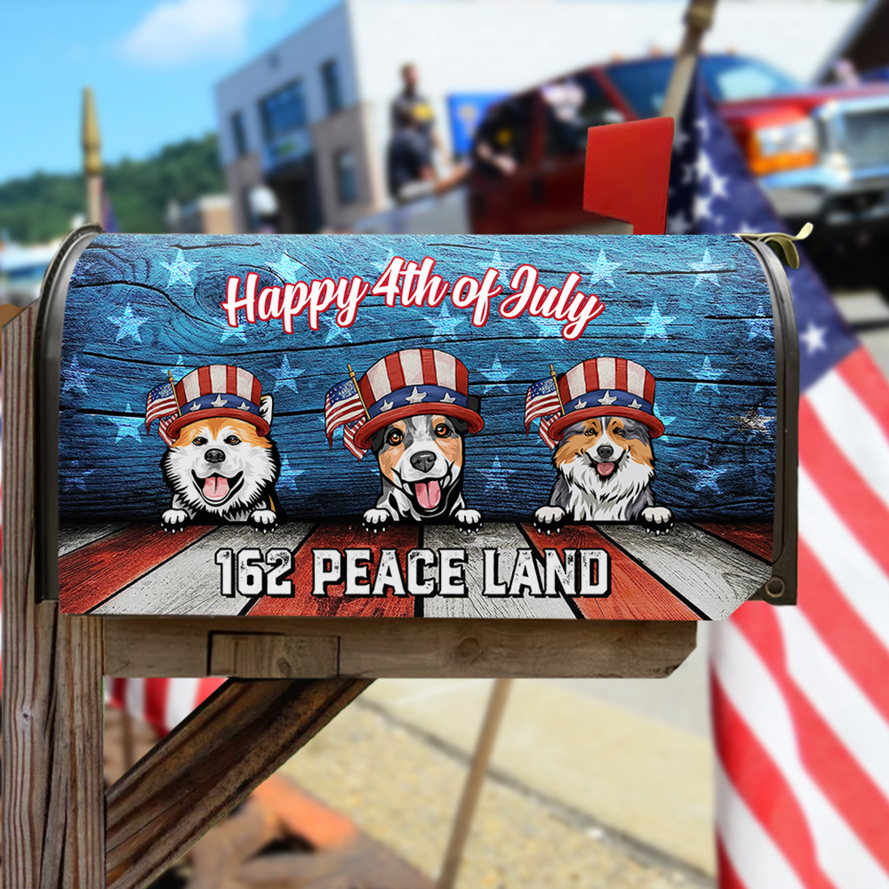 Personalized Patriotic Welcome to our home Dog cat Mailbox Decal, Gift for Dog Lover AF