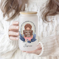 Thumbnail for Personalized Glass Bottle/Frosted Bottle With Lid & Straw - Gift For Book Lovers - Books Take You Where You've Never Been AF