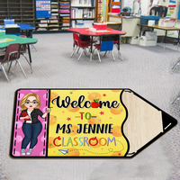 Thumbnail for Custom Welcome To Teacher Classroom Pencil Shaped Doormat, Gift For Teacher AB