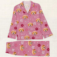 Thumbnail for Personalized Pajamas Set - Gift For Pet Lover - Retro Flower Pet Photo Sleepwear AB