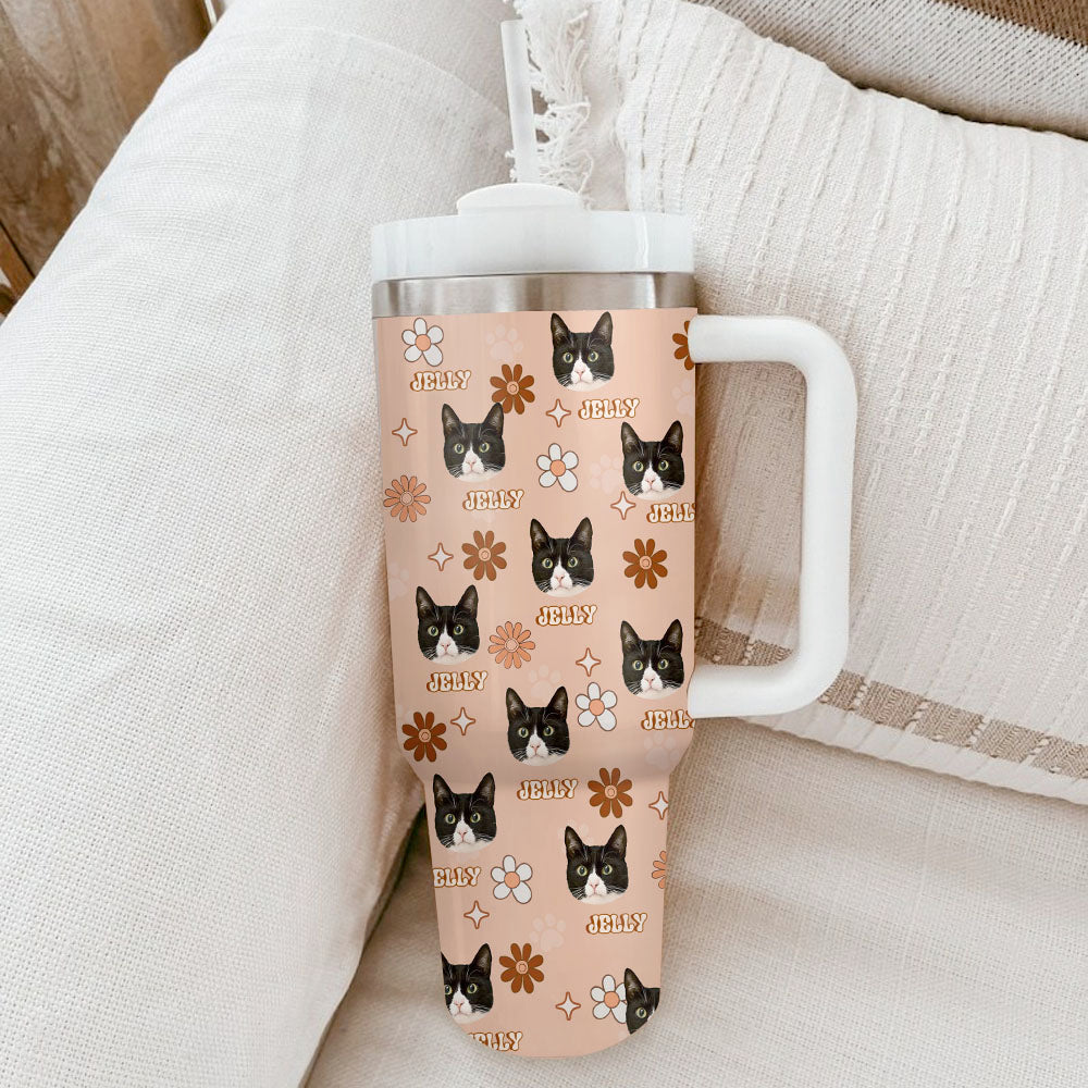 Personalized 40oz Tumbler - Gift For Pet Lovers - Magic Retro Dog Cat Photo Yoycol