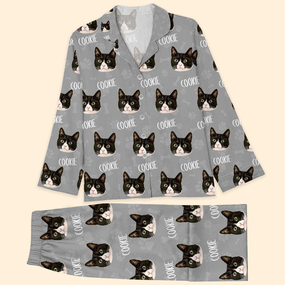 Personalized Pajamas Set - Gift For Pet Lover - Christmas Paw Print Pet Photo Sleepwear AB