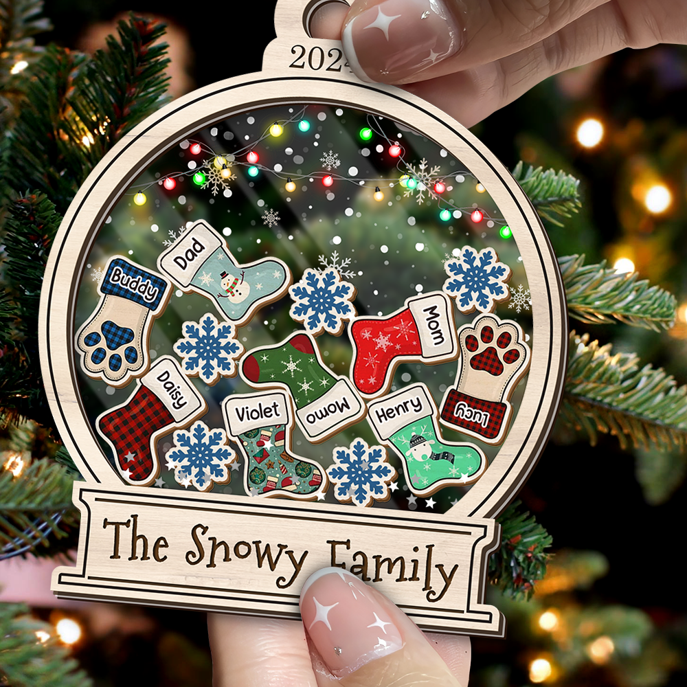 Personalized Shaker Ornament - Christmas Gift For Family - Colorful Family Stockings FC