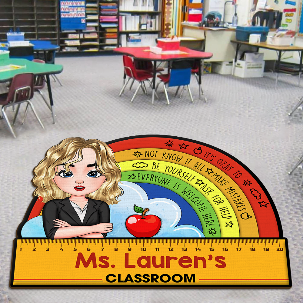 Personalized Classroom Teacher Welcome Doormat, Back To School Gift For Teacher AB