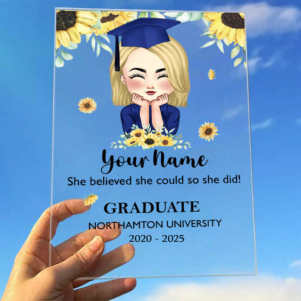 Personalized Face Senior Class Of 2025, Graduation Acrylic Plaque With Stand